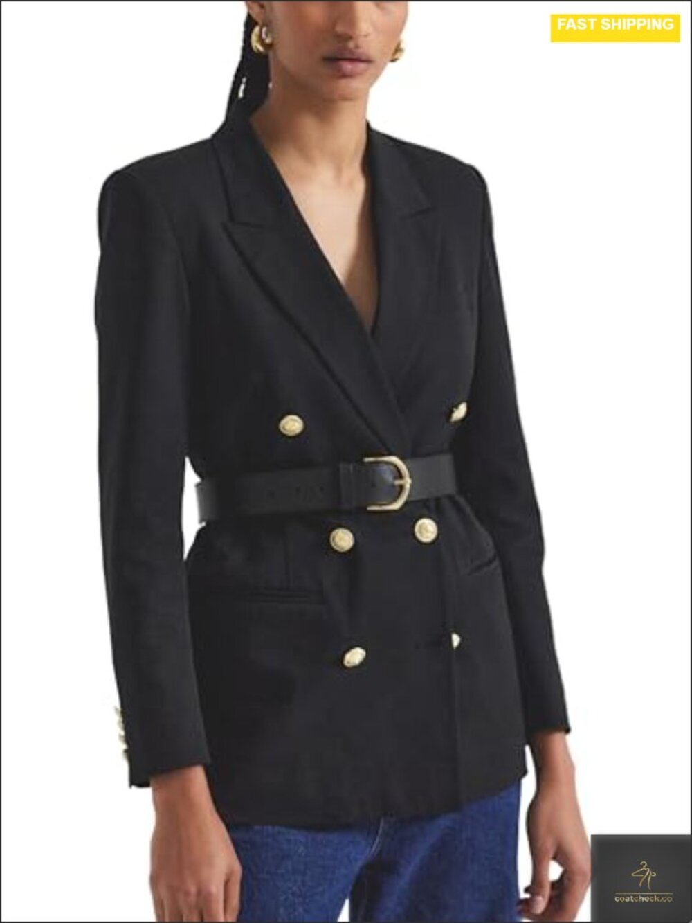 Women's Double Breasted Blazer Peak Lapels Suiting